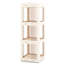 3-Tier Foldable Rotating Bookshelf with Swivel Base and Translucent Panels-White