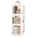 3-Tier Foldable Rotating Bookshelf with Swivel Base and Translucent Panels-White
