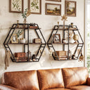 3-Tier Geometric Bookcase with S-Shaped Hooks for Living Room