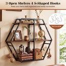 3-Tier Geometric Bookcase with S-Shaped Hooks for Living Room