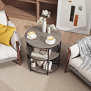 3-Tier Half Round End Table with Study Metal Frame for Living Room