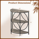 3-Tier Half Round End Table with Study Metal Frame for Living Room