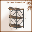 3-Tier Half Round End Table with Study Metal Frame for Living Room