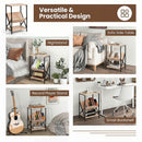 3-Tier Industrial Side Table with V-Shaped Bookshelf