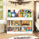 3-Tier Kid's Bookshelf Toy Storage Organizer with Display Rack and 4 Compartments-White