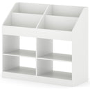 3-Tier Kid's Bookshelf Toy Storage Organizer with Display Rack and 4 Compartments-White