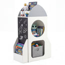 3-Tier Kids Bookshelf Rocket Space Theme Toddler Toy Storage Organizer-White