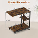 3-Tier Mobile Couch Side Table with Tiltable Tabletop