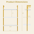 3-Tier Modern Wall Mounted Shelves Wooden Floating Shelving Unit Metal Ladder Bookshelf