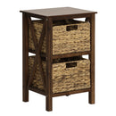 3/4-Tier Nightstand with 2 Seagrass Baskets Narrow X-Design-3