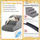 3-Tier Non-Slip Dog Steps with High-Density Sponge and Silicone Paw Prints-Gray