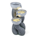 3-Tier Outdoor Water Fountain with LED Lights, 18.5 Inch
