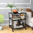 3 Tier Printer Stand Rolling Fax Cart with Adjustable Shelf and Swivel Wheels