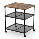 3 Tier Printer Stand Rolling Fax Cart with Adjustable Shelf and Swivel Wheels