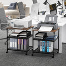 3 Tier Printer Stand Rolling Fax Cart with Adjustable Shelf and Swivel Wheels