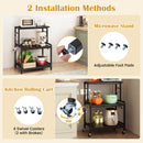3-Tier Rolling Microwave Cart with Power Outlet and Hooks