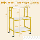 3-Tier Rolling Microwave Cart with Power Outlet and Hooks