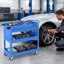 3-Tier Rolling Tool Cart with Lockable Drawer