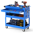 3-Tier Rolling Tool Cart with Lockable Drawer