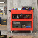 3-Tier Rolling Tool Cart with Lockable Drawer