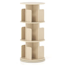 3-Tier Rotating Bookshelf with Dividers and Anti-falling Baffles