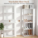 3-Tier Stackable Shoe Rack with Anti-Tip Design - White