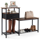 3-Tier Shoe Storage Bench with Drawer and Metal Frame