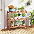 3-Tier Solid Wood Plant Stand with Slatted Shelves