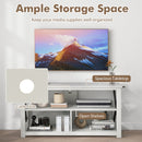 3 Tier Wood TV Stand for 55-Inch with Open Shelves and X-Shaped Frame