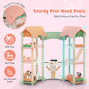 3-Tier Wooden Dollhouse for Kids Aged 3-8 Years Old with 32 Pieces of Accessories-Multicolor