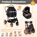3-in-1 Foldable Pet Stroller with Sun Shade and Safety Belt for up to 55 lbs Small Medium Dogs Cats-Black