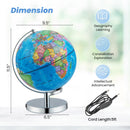 3-in-1 Illuminated World Globe with Stand and 88 Constellations