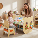 3-in-1 Kids Art Table and Chair with Storage and Reversible Whiteboard Chalkboard for Ages 3-10 Years Old-White