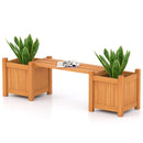 3-in-1 Outdoor Planter Box with Bench 2-Person Outdoor Bench with 2 Side Garden Beds-Orange
