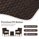 3 Pieces Outdoor Conversation Set with Cushioned Seat and Glass Tabletop