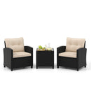 3 Pieces Patio Furniture Set with Tempered Glass Coffee Table