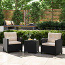 3 Pieces Patio Furniture Set with Tempered Glass Coffee Table