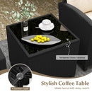 3 Pieces Patio Furniture Set with Tempered Glass Coffee Table