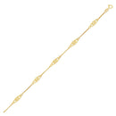 14k Yellow Gold Anklet with Fancy Diamond Shape Filigree Stations