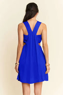 Davi & Dani Washed Satin Cutout Skirt Bandeau Mini Dress