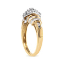 10K Yellow Gold 1/2 Cttw Diamond Pear Shaped Head and Multi Row Channel Set Shank Ring (H-I Color, SI2-I1 Clarity) - Ring Size 7