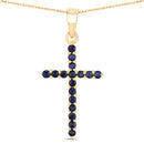 0.60 Carat Genuine Blue Sapphire 14K Yellow Gold Pendant