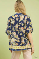 Umgee Apricot Floral Boho Blouse