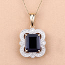 4.07 Carat Genuine Iolite and White Diamond 14K Yellow Gold Pendant
