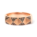 14K Rose Gold 1/4 Cttw Brown Diamond Pyramid Band Ring (Brown Color, SI1-SI2 Clarity)- Size 7