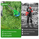 24V 300W Cordless Grass Trimmer Rechargeable Lawn Mower 18000M/Min Weed Cutter with Saw Blade 2 Stainless Steel Blades 10 Plastic Blades 2 Rechargeabl
