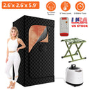 2.6x 2.6x 5.9FTPortable Sauna Tent 1 Person Steam Sauna for Home with 3L/1200W Steamer Folding Chair Remote Control 9 Steam Output Levels 5-95Mins Tim