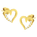 14K Yellow Gold 1/8 Cttw Diamond Journey Heart Hoop Earrings (K-L Color, I1-I2 Clarity)