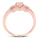 0.37 Carat Genuine Morganite and White Diamond 14K Rose Gold Ring
