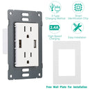 USB Wall Outlet Dual 2.4A USB Wall Charger High Speed Duplex Wall Socket US Standard